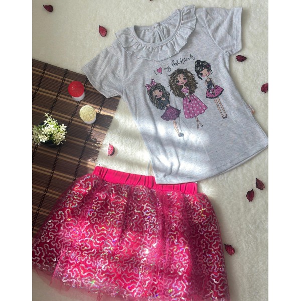 PEMBE PAYETLİ ETEK TAKIM