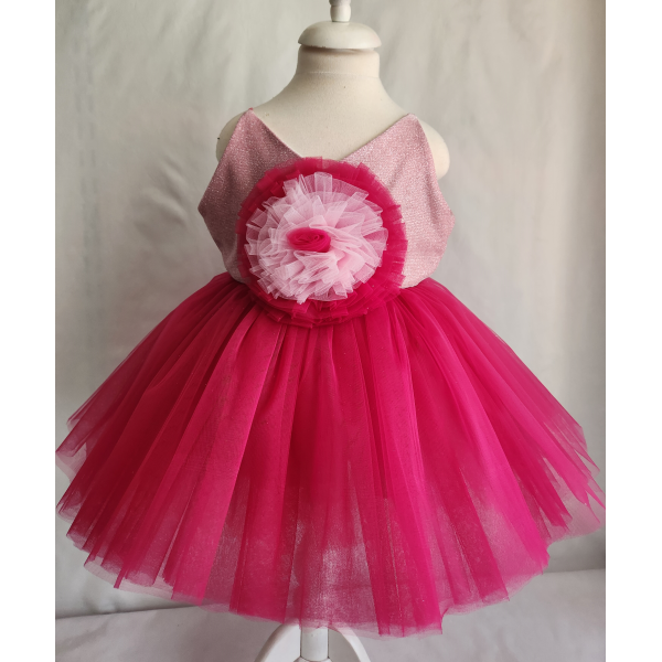 SİMLİ PEMBE ASKILI ELBİSE