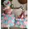 PEMBE TURKUAZ PAYET ELBİSE 2