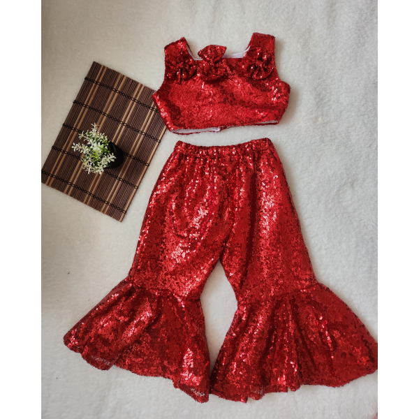 KIRMIZI PANTOLON CROP TAKIM